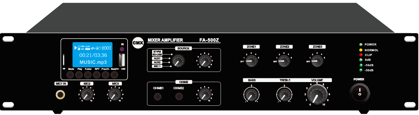 3 Zone Mixer Amplifier with ATT/Mp3/USB/FM/Bluetooth